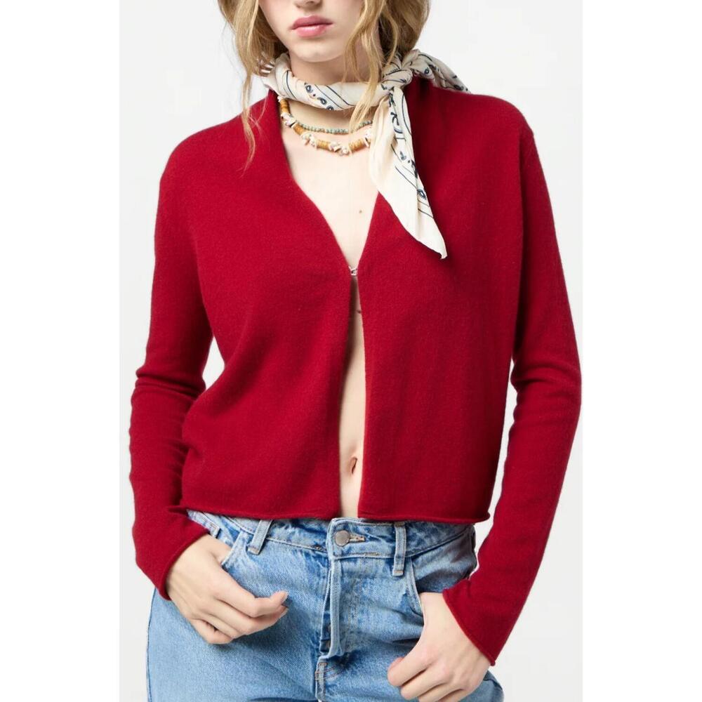 NEW GUEST IN RESIDENCE stealth cardigan in ruby red